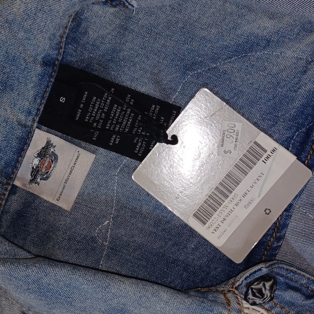 Harley Davidson Vest Women's Motorcycle Skull Denim Biker Small - Picture 7 of 8